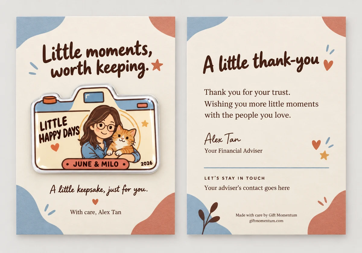 Backing card, front and back — personal sample